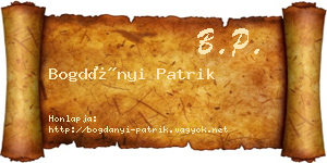 Bogdányi Patrik névjegykártya