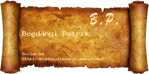 Bogdányi Patrik névjegykártya